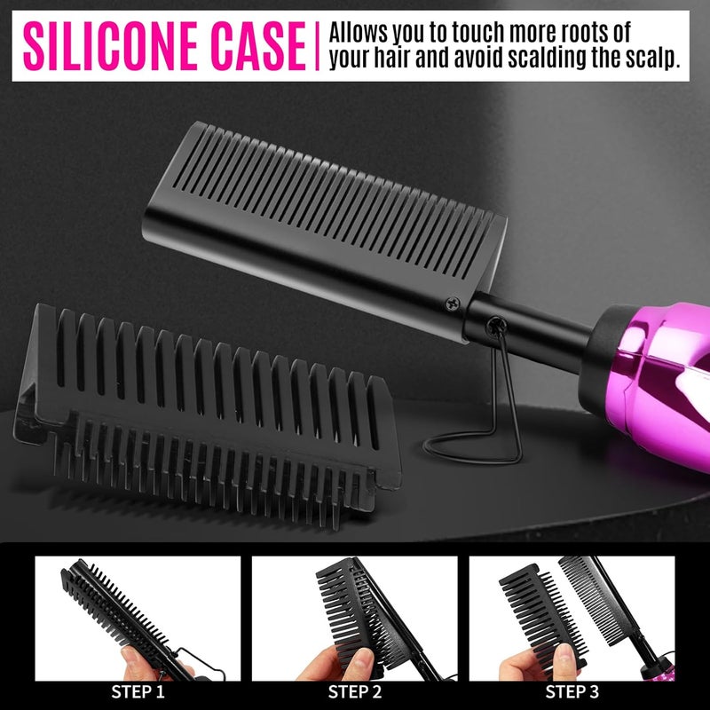 Goiple Hot Comb Hair Straightener Set for Lace Front Wigs - Heat Pressing Combs Ceramic Curling Flat Iron Electric Hot Comb for Wigs - Hair Straighteners Straightening Comb for Women Wig Installation Kit - Image 5